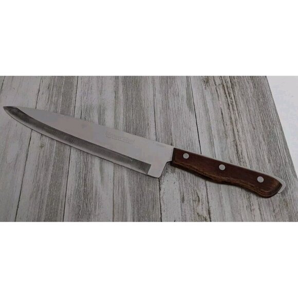 Used Maxam Chef's Knife 9" Stainless Blade Wood Handle - Picture 1 of 10